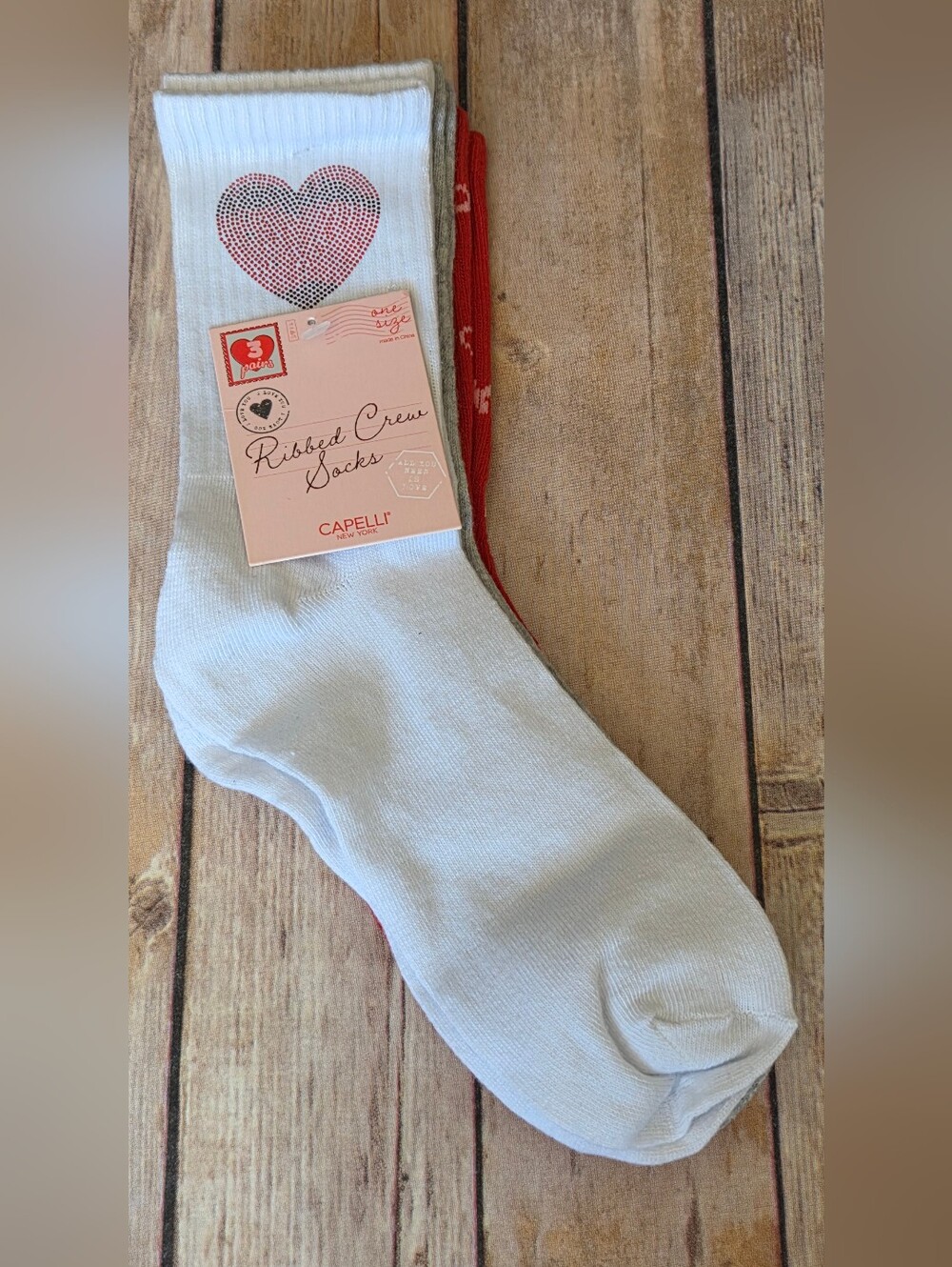 Capelli of New York Ribbed Crew Socks 3-Pack NWT
